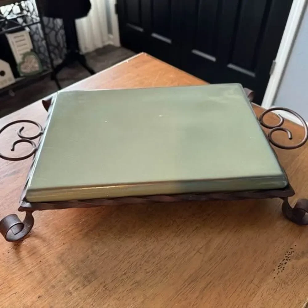 Ceramic Tile Trivet with Wrought Iron Stande